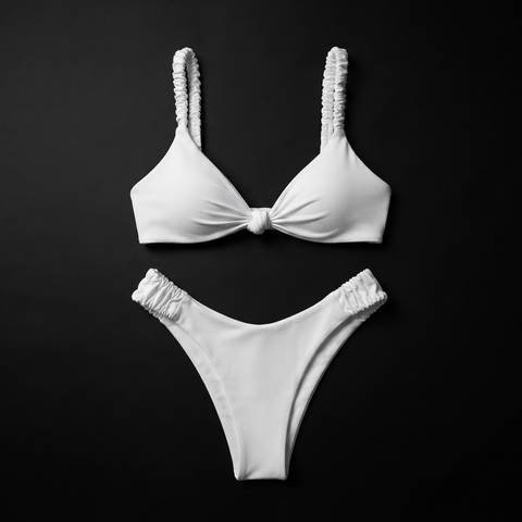 Білий купальник бікіні з драпіруванням та вузлом &ldquo;Soft White&rdquo; 212 фото